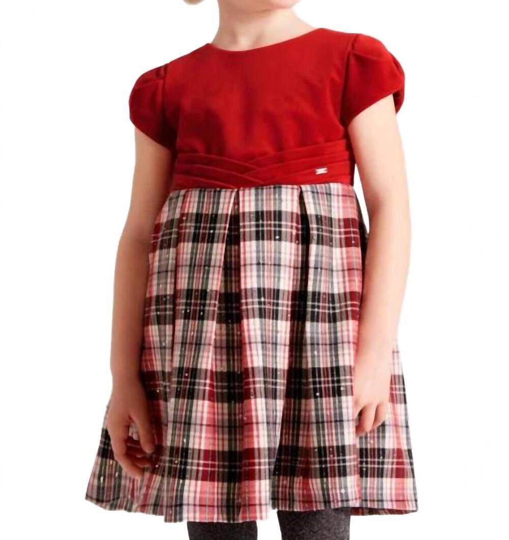 NEW MAYORAL girls combined plaid dress in red